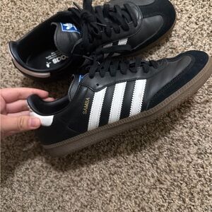 Adidas Samba Black White and Gold Sneakers